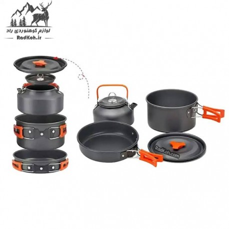 ست ظروف کوهنوردی Cooking Set مدل DS-308 رنگ نارنجی