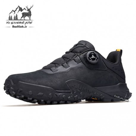کفش پیاده روی چرم مردانه هامتو مدل 140117A-2 بند دیسکی رنگ مشکی	 کربنی