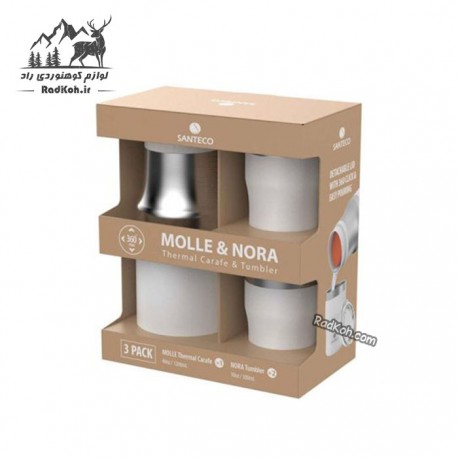 ﺳﺖ ﻓﻼﺳﮏ و ﻟﯿﻮان دو ﺟﺪاره ﺳﺎﻧﺘﮑﻮ ﻣﺪل Molle حجم 1200 میلی لیتر رنگ سفید