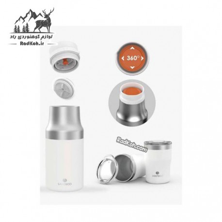 ﺳﺖ ﻓﻼﺳﮏ و ﻟﯿﻮان مسافرتی دو ﺟﺪاره ﺳﺎﻧﺘﮑﻮ  1200 میلی لیتر رنگ سفید