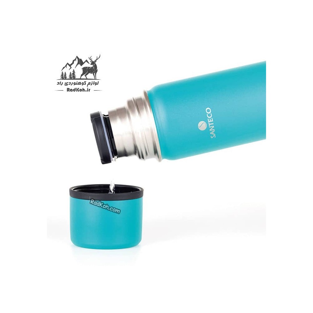 فلاسک سانتکو 1 لیتر رنگ آبی فیروزه ای