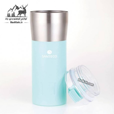 ماگ سفری سانتکو 500 میلی لیتری رنگ آبی فیروزه ای