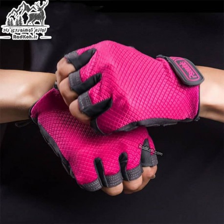 دستکش ورزشی نیم پنجه زنانه Pseudois رنگ سرخابی