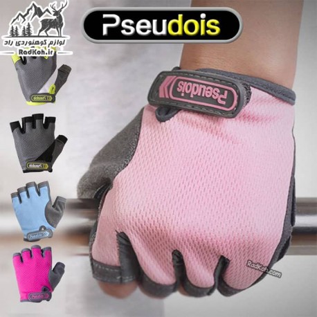 دستکش ورزشی نیم پنجه زنانه Pseudois رنگ صورتی