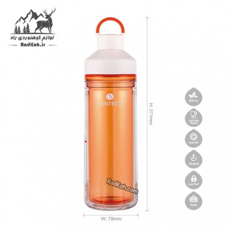 قمقمه ورزشی 590 میلی لیتر سانتکو مدل OCEAN رنگ نارنجی