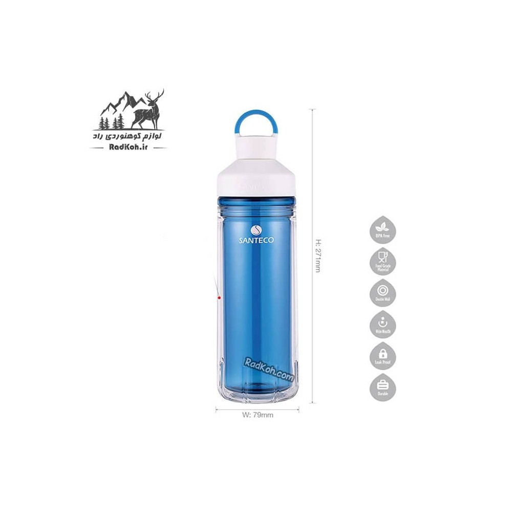 قمقمه ورزشی 590 میلی لیتر سانتکو رنگ آبی