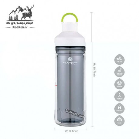 قمقمه ورزشی 590 میلی لیتر سانتکو مدل OCEAN رنگ طوسی