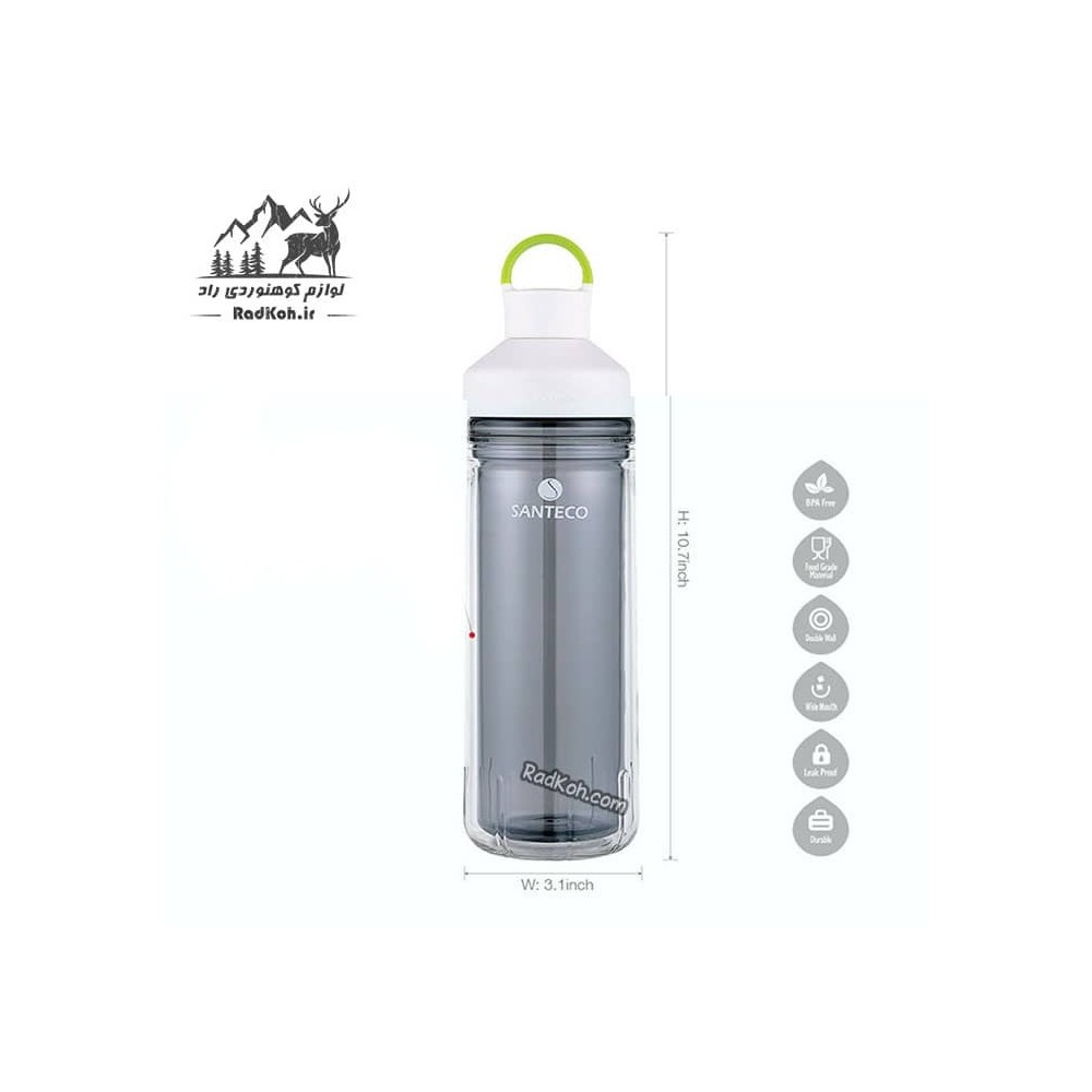 قمقمه ورزشی 590 میلی لیتر سانتکو مدل OCEAN رنگ طوسی