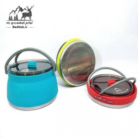 کتری سیلیکونی تاشو مدل Camping Kettle یک لیتر 