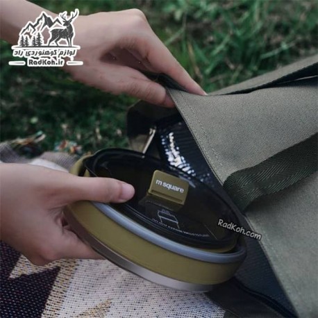 کتری سیلیکونی تاشو مدل Camping Kettle یک لیتر رنگ خاکی