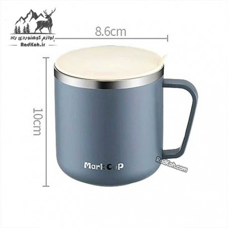 لیوان سفری استیل درب دار M13012-2 رنگ طوسی