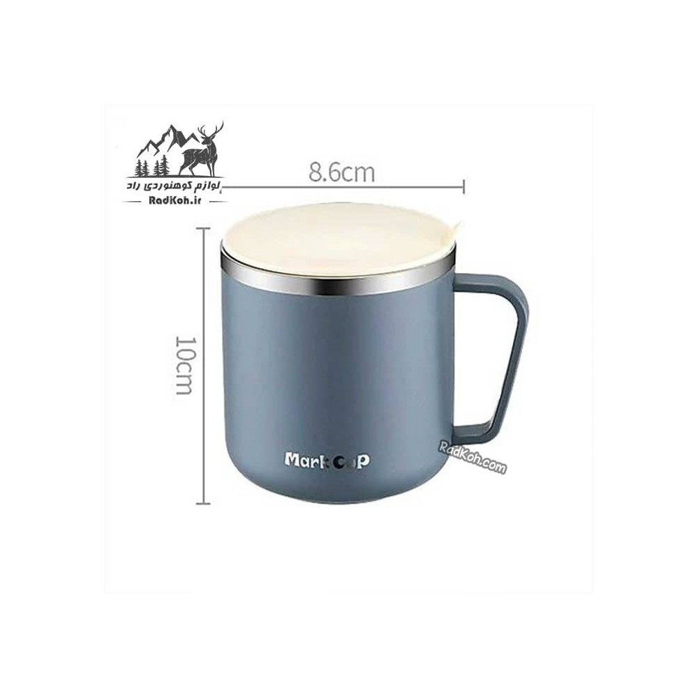 لیوان سفری استیل درب دار M13012-2 رنگ طوسی