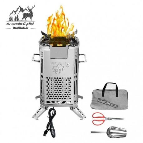 اجاق هیزمی فن دار مسافرتی اسنوهاک مدل SN.Q15 رنگ استیل