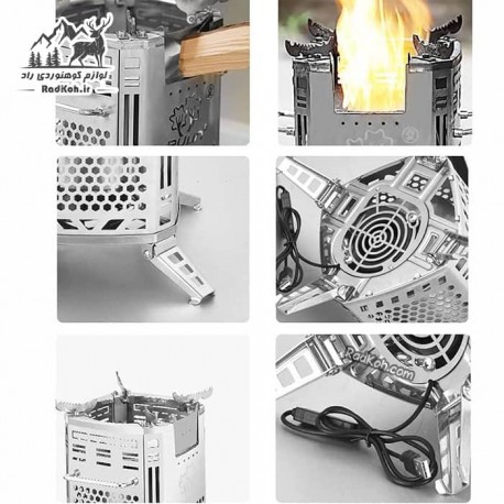 اجاق هیزمی فن دار اسنوهاک مدل SN.Q15 رنگ استیل