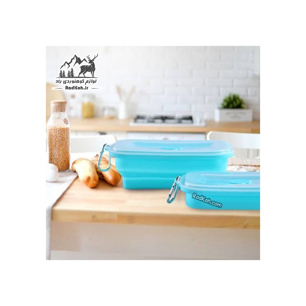 ظرف سیلیکونی تاشو 1 لیتر رنگ آبی فیروزه ای