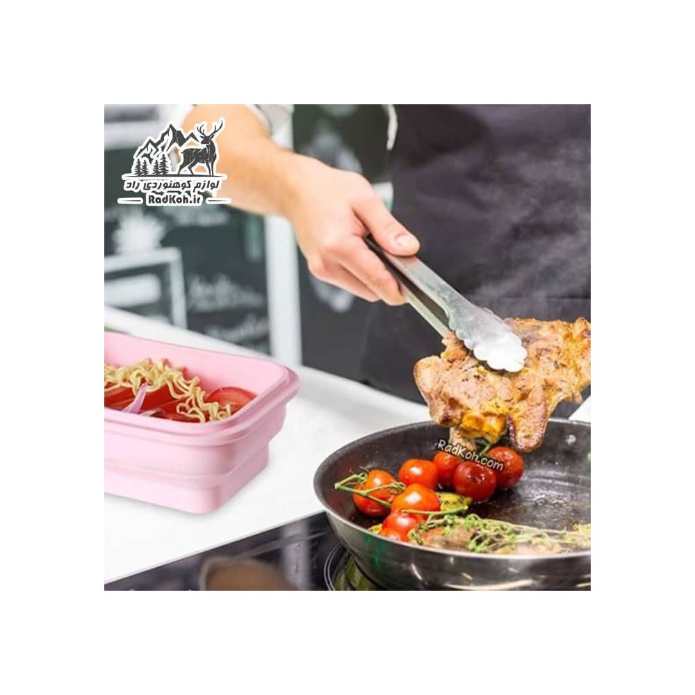 ظرف سیلیکونی تاشو 1 لیتر مدل K100 رنگ صورتی