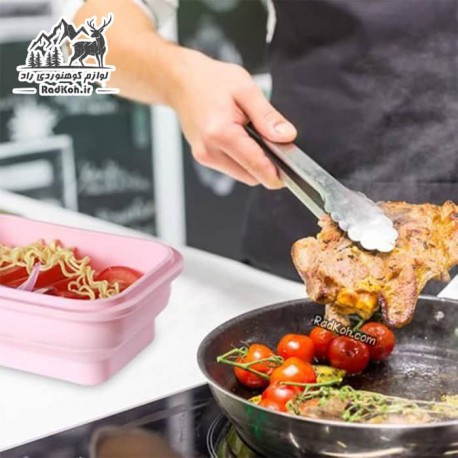 ظرف سیلیکونی تاشو 800 میلی لیتر رنگ صورتی