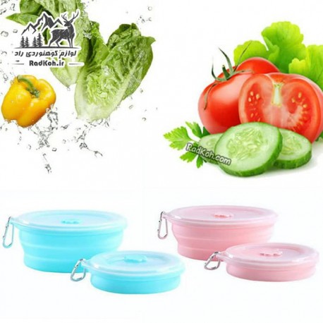 ظرف سیلیکونی تاشو 1 لیتر رنگ آبی فیروزه ای، صورتی