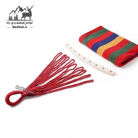 تخت آویز ننو مسافرتی یک نفره چوبدار رنگ قرمز