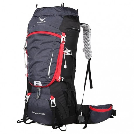 خرید کوله پشتی کوهنوردی 50+10 لیتری snowhawk Sirwan KA-8098 رنگ مشکی/طوسی