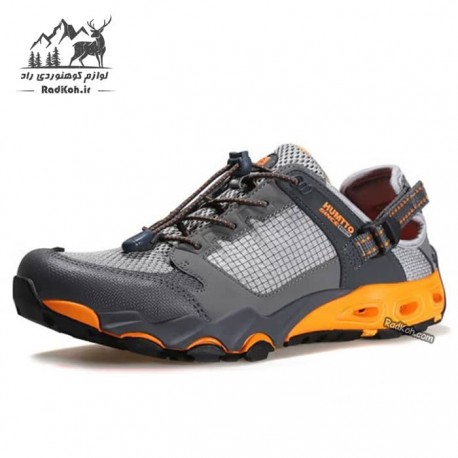 کفش پیاده روی مردانه هامتو مدل 630101A-3 رنگ خاکستری تیره/نارنجی