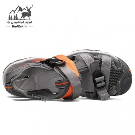 صندل جلو بسته مردانه هامتو مدل 710091A-2 رنگ خاکستری تیره/نارنجی