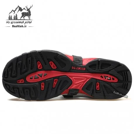 صندل هامتو مردانه مدل 710091A-5 رنگ مشکی طرح دار/قرمز