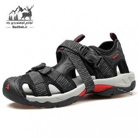صندل کوهنوردی مردانه هامتو مدل 710091A-5 رنگ مشکی طرح دار/قرمز
