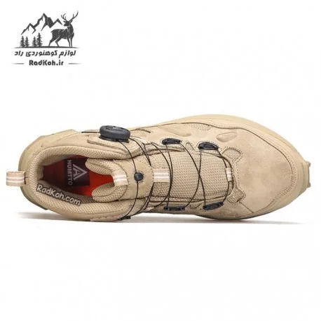 کفش طبیعت گردی مردانه هامتو مدل 240351A-4 بند دیسکی رنگ خاکی روشن