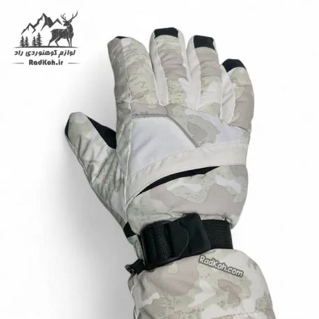 دستکش کوهنوردی و اسکی کد R01 رنگ سفید/سبز