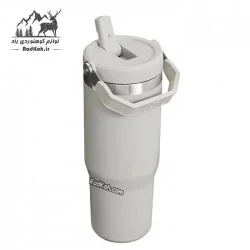 تراول ماگ نی دار استنلی 880 میلی لیتر مدل FLIP STRAW TUMBLER 0.88L رنگ طوسی