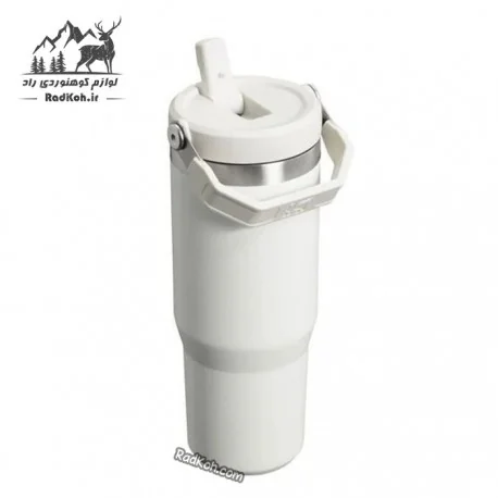 تراول ماگ استنلی نی دار مدل FLIP STRAW TUMBLER 0.88L رنگ سفید