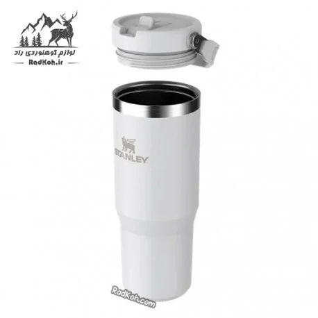 تراول ماگ 880 میلی لیتر استنلی نی دار مدل FLIP STRAW TUMBLER 0.88L رنگ سفید