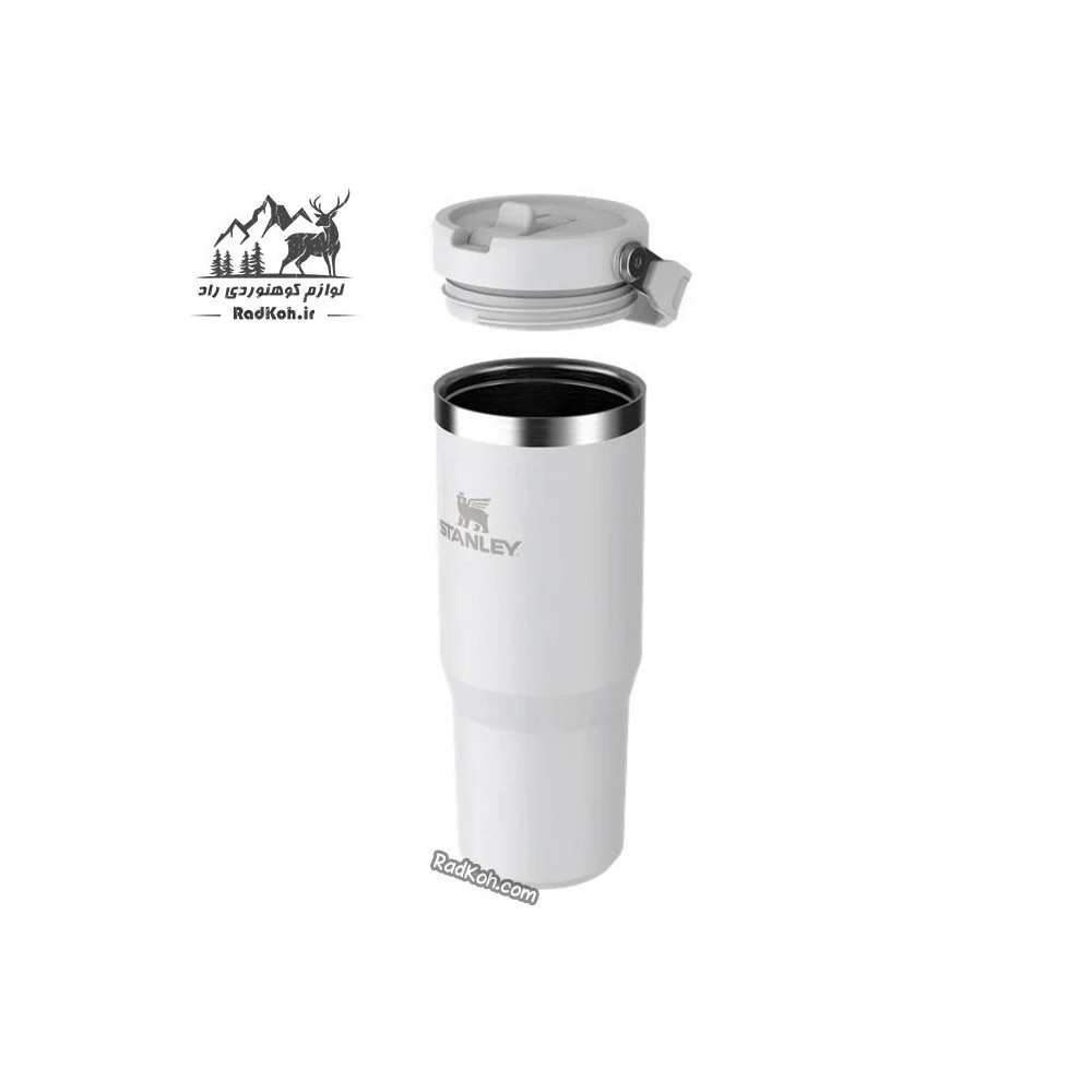 تراول ماگ 880 میلی لیتر استنلی نی دار مدل FLIP STRAW TUMBLER 0.88L رنگ سفید