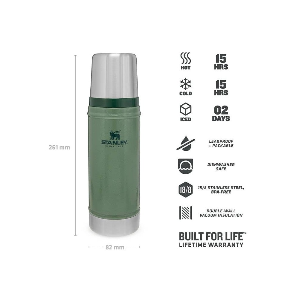 	مشخصات فلاسک استنلی 470 میلی لیتری کلاسیک مدل Classic Bottle 0.47 L رنگ سبز