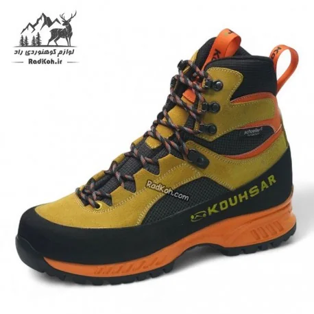 کفش ساق بلند کوهسار مدل بزمان شولر دودانسیته رنگ لیمویی