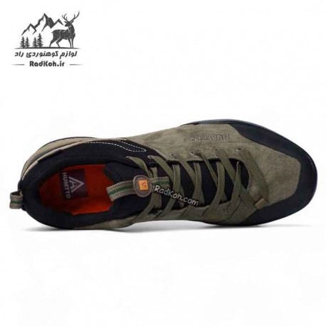 کفش مردانه هامتو مدل 120852A-2 رنگ خاکی با رویه تنفس‌پذیر و بندهای مقاوم