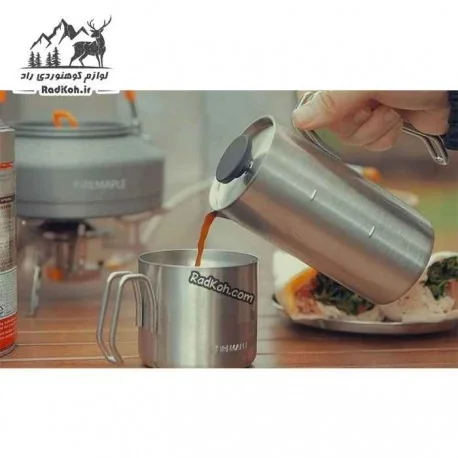 کیت کامل فرنچ پرس Fire Maple Antarcti شامل لیوان و ظرف دم‌ آوری روی میز کمپ