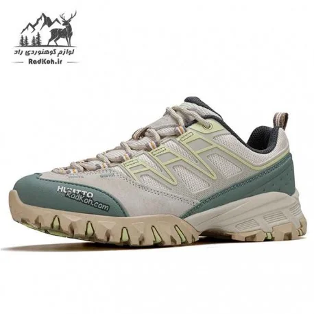 کفش زنانه هامتو مدل 360038B-2 رنگ کرم (بژ)/سبز فسفری با رویه از پارچه تنفس پذیر، مناسب برای پیاده روی