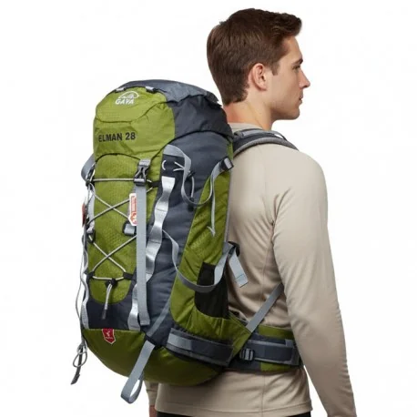 کوله پشتی مسافرتی 28 لیتری قایا مدل ایلمان رنگ زیتونی/خاکستری
