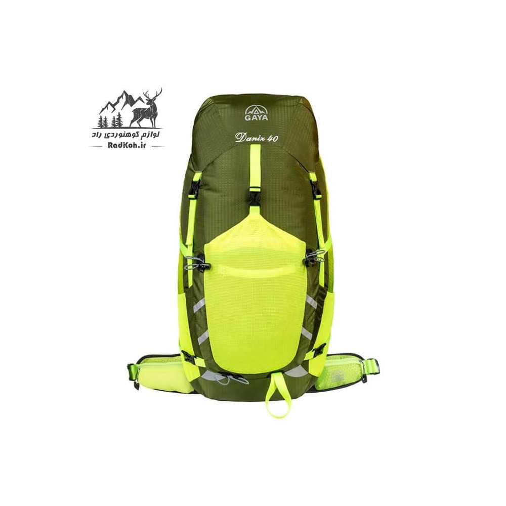 کوله پشتی کوهنوردی 40 لیتری قایا مدل دنیز رنگ سبز فسفری