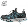 کفش پیاده روی مردانه هامتو مدل 610049A-4 رنگ خاکستری تیره/آبی فیروزه ای