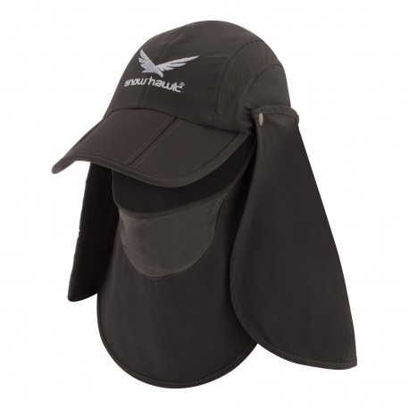 کلاه آفتابی سه تیکه اسنوهاک مدل Neck-Protection کد S3 رنگ سبز تیره