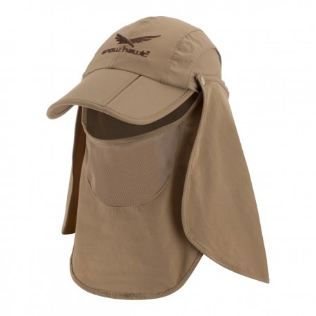 کلاه آفتابی سه تیکه اسنوهاک مدل Neck-Protection کد S3 رنگ خاکی روشن