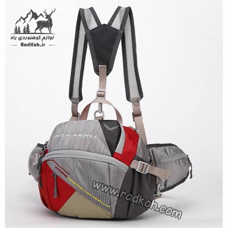 خرید کیف کمری کوله شو کوهنوردی اسنوهاک کد 6077 رنگ طوسی/قرمز