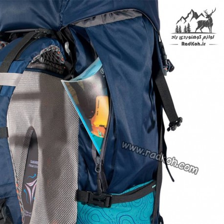 کوله 55 لیتری صخره مدل رایز رنگ سرمه ای/آبی فیروزه ای