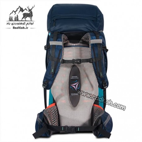 کوله پشتی مسافرتی 55 لیتری صخره مدل رایز رنگ سرمه ای/آبی فیروزه ای