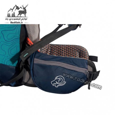 کوله پشتی راحتی 55 لیتری صخره مدل رایز رنگ سرمه ای/آبی فیروزه ای