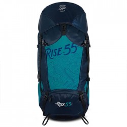 خرید کوله پشتی کوهنوردی 55 لیتری صخره مدل رایز رنگ سرمه ای/آبی فیروزه ای