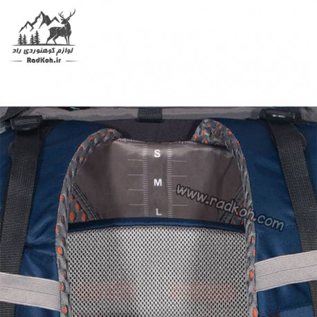 کوله پشتی کوهنوردی 55 لیتری صخره مدل رایز رنگ سرمه ای/آبی فیروزه ای